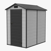 8x6 6x6 5x3 Plastic Garden Shed with Floor Window Lockable Door Wood Grain Grey