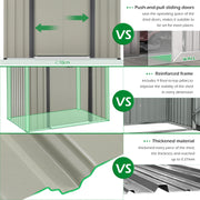 3X5/8X6FT Outdoor Garden Storage Shed w/Sliding Doors Galvanised Metal Grey