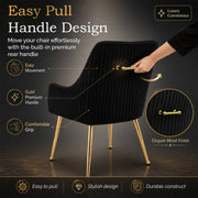 Dining Chairs Set of 2 Upholstered Tufted Velvet Kitchen Chairs Gold Legs Modern