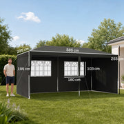 6m x 3m Garden Gazebo Marquee Canopy Party Tent Canopy Patio Dark Grey