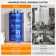 Display Cabinet with 3 Color LED Lights & Adjustable Shelves for Collectibles