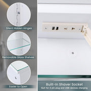 LED Bathroom Mirror Cabinet with Shaver Socket Demister Sensor Lights 70x50cm