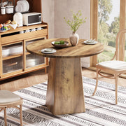 80cm Round Dining Table for 2-4, Farmhouse Small Kitchen Dinner Table with Base