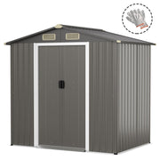 Galvanised Steel Shed 6x4 FT Outdoor Storage Shed with Sliding Door