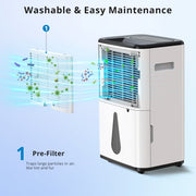 30L/Day Dehumidifier Energy Efficient Automatic Humidity Sensor Quiet for Home