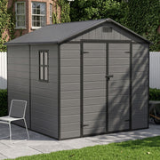 8x8FT Plastic Garden Shed Outdoor Tool Storage House with Floor & Lockable Doors