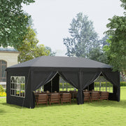 3x6m Garden Pop Up Gazebo Canopy Tent Marquee w/ Carry Bag, Black