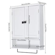 Bathroom Cupboard Cabinet 2 Doors Kitchen Wall Cabinet With Metal Towel Bar
