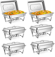 WILPREP 6 Pack Chafer Chafing Dish Set 9L Stainless Steel Bain Marie Food Warmer