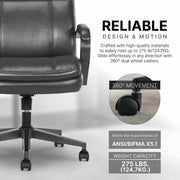 True Innovations Mid Back Manager Office Chair Grey Memory Foam PU Leather