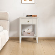 Pair Of Ivory One Drawer Bedside Tables with Shelf - Padstowe Ivory Range