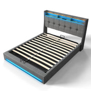 NEW OTTOMAN STORAGE UPHOLSTERED BED FRAME 4FT6 DOUBLE WITH USB PORT & LED LIGHT
