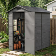 Weatherproof Plastic Garden Shed 4X6ft Outdoor Tool Storage House with Window