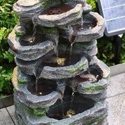 Solar Power Water Fountain Feature LED Lights Outdoor Garden Stone Statues Decor