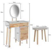 Modern Dressing Table Set with LED Mirror Vanity Desk with Drawer Cabinet Stool