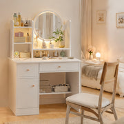 Dressing Table With LED Lights Vanity Makeup Desk Wooden Bedroom Furniture Desk