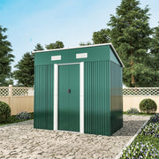 4x6 FT Flat Roof Steel Storage Shed, Pre-drilled Steel Panels, Outdoor Tool Shed