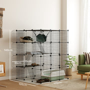 Large Cat Cage, Indoor Cat Enclosure, Four-Tier Cat Playpen with Hammock, Ramps