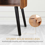 Record Player Stand with Vinyl Storage, Mid-Century Turntable 2, Brown