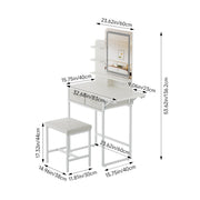 Dressing Table With Drawer LED Mirror Stool Set Makeup Desk Vanity Table Bedroom