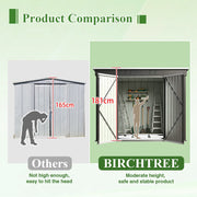 Garden Shed Pent Roof 4X8FT Metal Free Foundation Base Storage House Grey