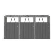 Triple Wheelie Bin Storage Metal Store Cover Garden Rubbish Dustbin 3 Sheds Grey
