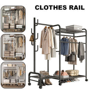 Clothes Rail 120KG Load Clothes Rack Shelfs Shoe Rack Display Stand Heavy Duty