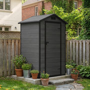 4.4x3.4FT Plastic Garden Shed All-Weather Tool Storage House with Window & Vents