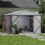 10 x 12 FT Galvanised Metal Steel Sheds Garden Storage Shed Ventilation w/ Door