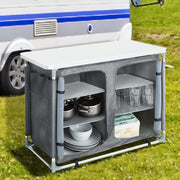 Outdoor Camping Kitchen Cupboard Cook Table Folding Storage Unit Shelf w Handbag