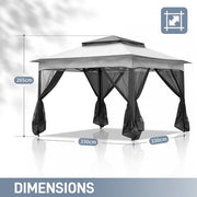 3.3x3.3m Pop Up Gazebo Garden Party Canopy Tent with Removable Mesh Sidewall UK