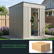 6 x 4FT Metal Garden Shed Galvanised Outdoor Storage Shed with Foundation Kit
