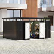 13x10ft Garden Storage Shed Bike Metal Tool House Storage Lockable Dual Doors
