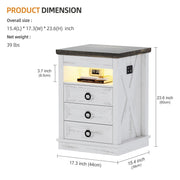 Smart Bedside Table with Charging Station, LED Nightstand with Hidden Drawer