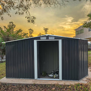 Garden Shed Apex Roof Metal Storage 8X8,10X8 Tool House with Firewood Log Store