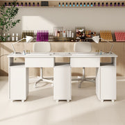 Pro Double Manicure Table Salon Nail Art Station Beauty Desk with Dust Collector