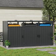 6 5.3ft Metal Bin Shed Triple Wheelie Bin Storage Cover Rubbish Dustbin 2 3 Shed