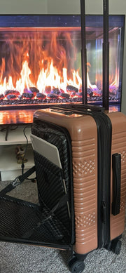 French Connection 2-Piece Brown Hard Shell Luggage Set, 4 Spinner, Telescopic