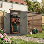 Garden Shed Metal Pent Roof 4.6x9FT Outdoor House Tool Storage w/ Lockable Door