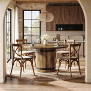 39.37-Inch Round Dining Table Farmhouse Wooden Kitchen Dinner Table for 4 People