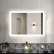 Illuminated Bathroom Mirror With LED light Bluetooth Shaver Socket Demister