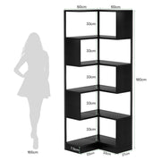 180cm Corner Bookshelf Unit, 6-Tier Floor Standing Bookcase Storage Display Rack