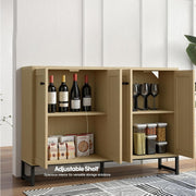 Sideboard Cabinet Rattan Doors Storage Console Farmhouse Natural Wood Unit