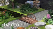 Wooden Garden Bridge Lawn Décor Stained Finish Arc Outdoor Pond Walkway