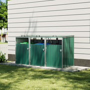 Triple Wheelie Bin Storage Metal Store Cover Garden Rubbish Dustbin 3 Shed House
