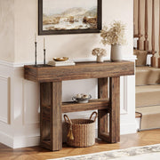 105cm Farmhouse Console Table, 2-Tier Narrow Wooden Entryway Table for Hallway