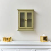 Olive Green Reeded Glass Wall Cabinet wall shelving shelf bathroom storage