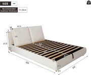 4ft6 Double Bed Frame Ottoman Hydraulic Storage Cushion Headboard White Upholste