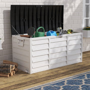 XLARGE Plastic Storage Box Bench Outdoor Garden Cushion Chest Utility Shed Wheel