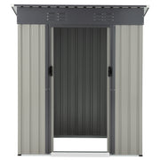 3X5/8X6FT Outdoor Garden Storage Shed w/Sliding Doors Galvanised Metal Grey